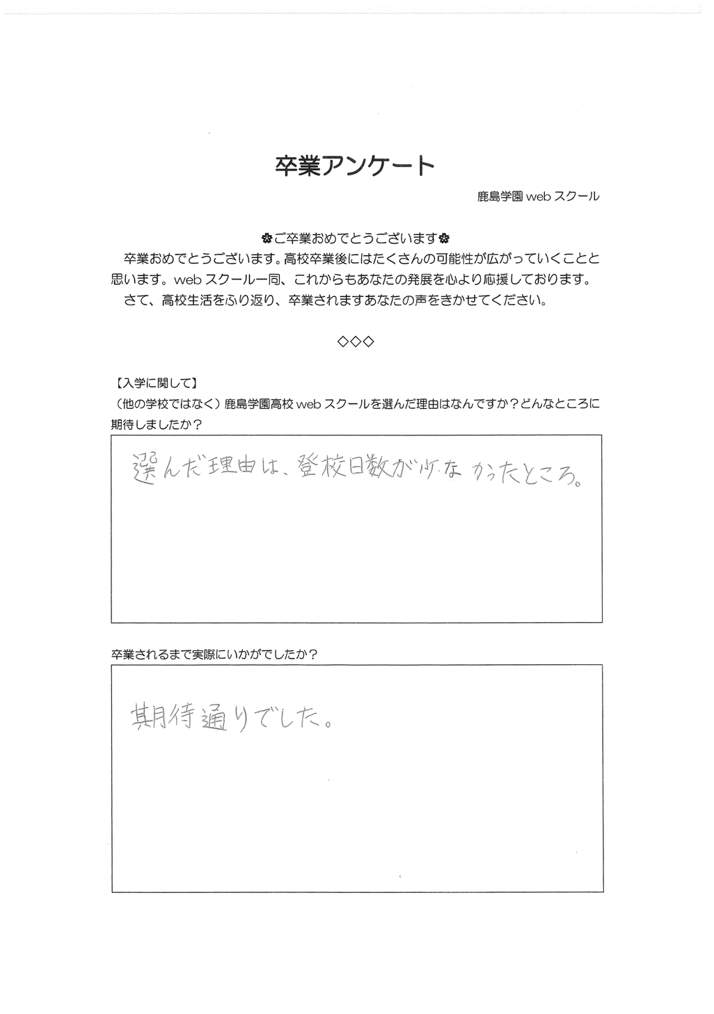 卒業生の声